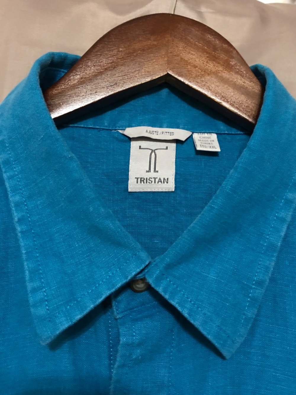 Tristan Fitted Men's XXL Teal Linen Shirt